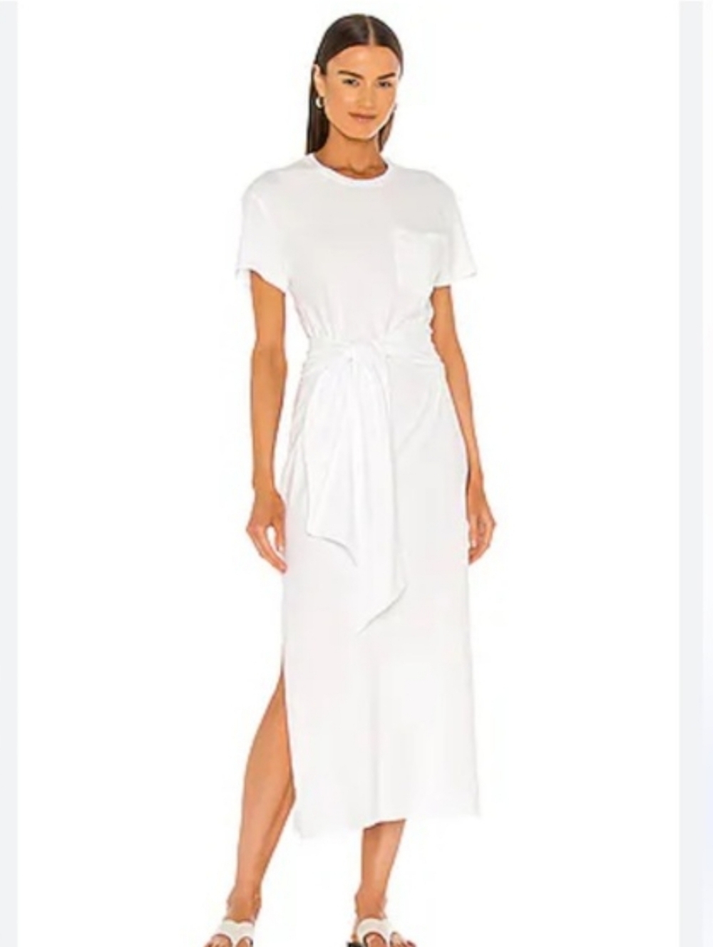 Jonathan Simkhai Classic White Tie-Waist T-Shirt Dress